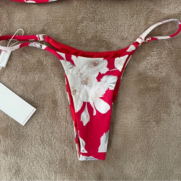 NWT XS Frankies Bikinis Red Floral Bikini Set - Picture 5 of 6